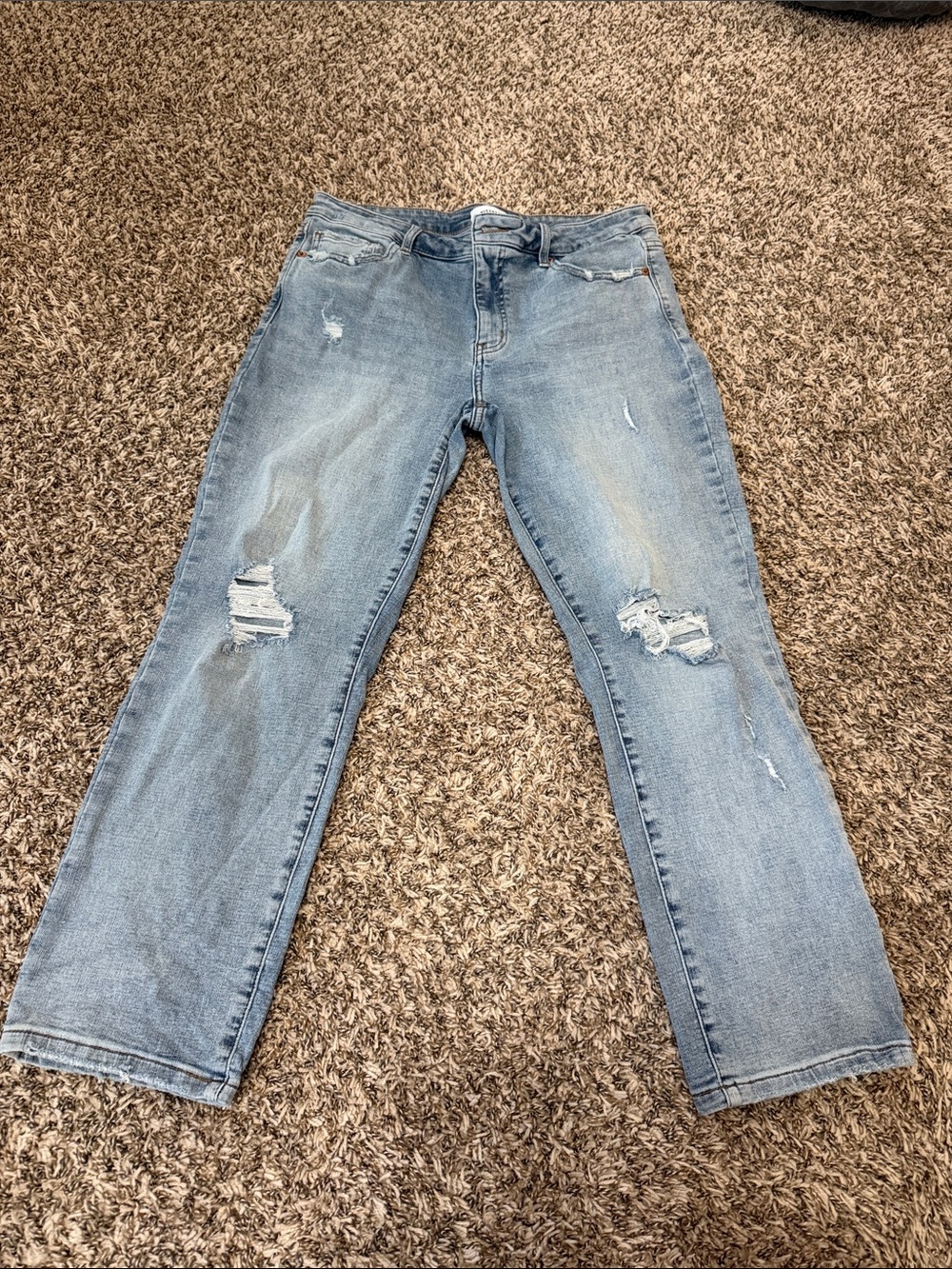 pistola Light Blue Distressed Straight-Leg Jeans